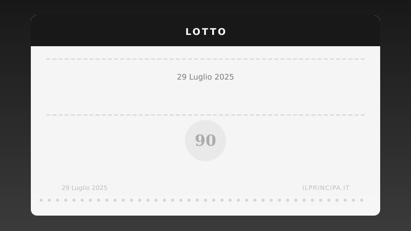 Estrazioni Lotto di martedì 29 luglio 2025: tutti i numeri sulle 11 ruote